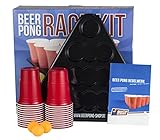 Beer Pong Rack Set inkl. 24 Rote Becher, 3 Bälle, 2 Racks und Regelwerk